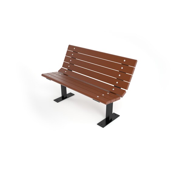 Brown 4' Contour Bench Surface Mount w/ Black Frame